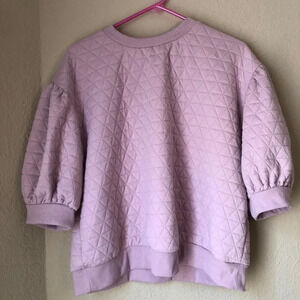 A New Day Pale Pink Quilted 3/4 Puffy Sleeves Style Size Large Classic Core